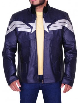 Captain America Chris Evans Winter Soldier Leather Jacket Blue