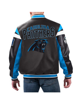 Carolina Panthers Black Varsity Full-Zip Leather Jacket