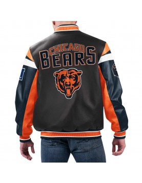 Chicago Bears Black Varsity Full-Zip Leather Jacket