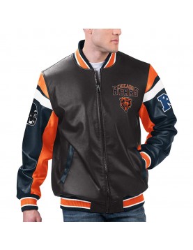 Chicago Bears Black Varsity Full-Zip Leather Jacket