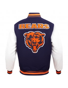 Chicago Bears Retro Classic Rib Navy Blue Wool Varsity Jacket