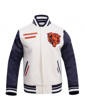 Chicago Bears Retro Classic Rib Navy Blue Wool Varsity Jacket