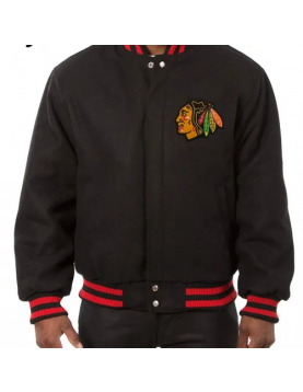 Chicago Blackhawks Varsity Wool Black Jacket