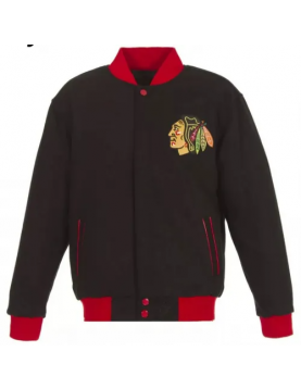 Chicago Blackhawks Varsity Wool Black Jacket