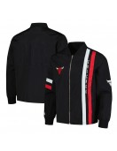 Chicago Bulls Black Stitch Applique Bomber Jacket