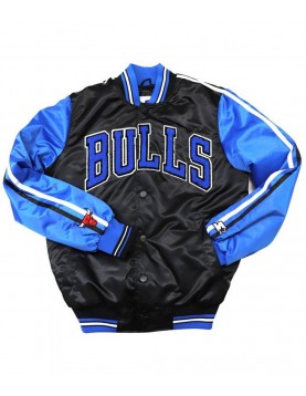 Chicago Bulls Black and Blue Satin Jacket