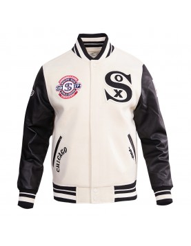 Chicago White Sox Retro Classic Off White Wool Varsity Jacket