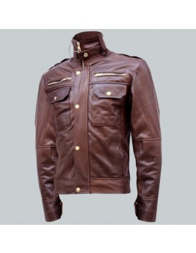 Chocolate Brown Leather Jacket Men