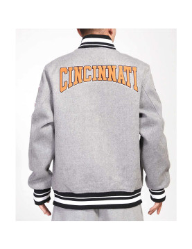 Cincinnati Bengals Crest Emblem Gray Varsity Wool Jacket