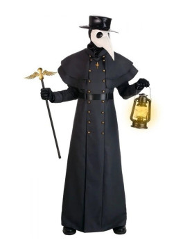 Classic Plague Doctor Halloween Black Wool Coat