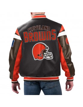 Cleveland Browns Black Varsity Full-Zip Leather Jacket