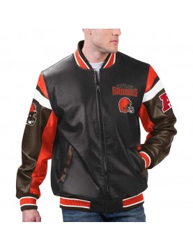 Cleveland Browns Black Varsity Full-Zip Leather Jacket