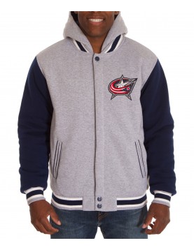 Columbus Blue Jackets Fleece Blue and Grey Hooded Jacket