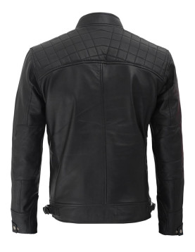 Diamond Classic Black Cafe Racer Biker Jacket