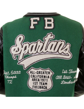 Dark Green Spartans Stadium Varsity Jacket 