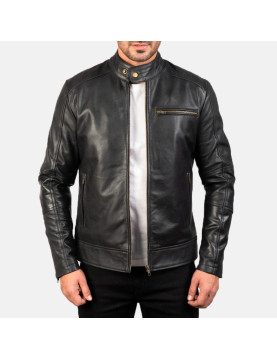 Dean Black Leather Biker Jacket