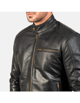 Dean Black Leather Biker Jacket