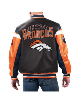 Denver Broncos Black Varsity Full-Zip Leather Jacket