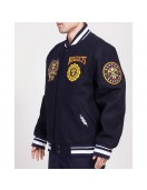 Denver Nuggets Crest Emblem Navy Varsity Wool Jacket