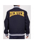 Denver Nuggets Crest Emblem Navy Varsity Wool Jacket