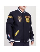 Denver Nuggets Crest Emblem Navy Varsity Wool Jacket