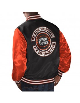 Detroit Bad Boys Black and Orange Varsity Satin Jacket