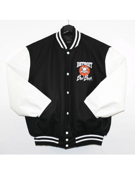 Detroit Bad Boys Varsity Black and White Jacket