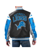 Detroit Lions Black Varsity Full-Zip Leather Jacket