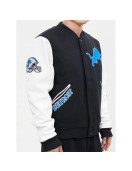 Detroit Lions Letterman Varsity Black and White Jacket