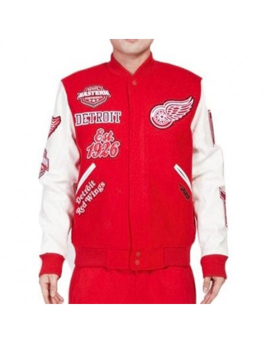 Detroit Red Wings Animal Patches Red Varsity Jacket