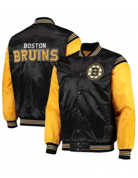 Enforcer Boston Bruins Yellow and Black Satin Jacket