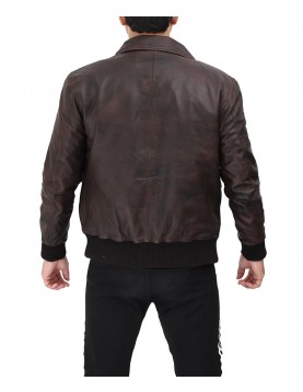 Ernest Mens Dark Brown Bomber Leather Jacket