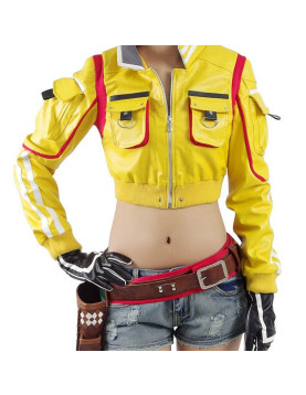 Final Fantasy 15 Cindy Yellow Leather Jacket with Hammer Head Patch