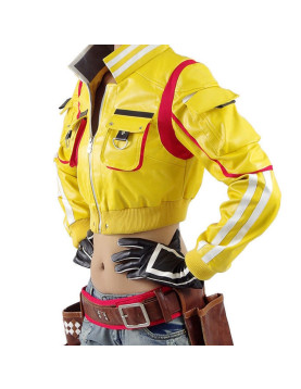 Final Fantasy 15 Cindy Yellow Leather Jacket with Hammer Head Patch