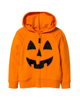 Fleece Halloween Pumpkin Zip Up Hoodie