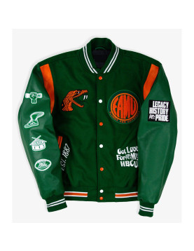 Florida A&amp;M University Motto Green Varsity Jacket