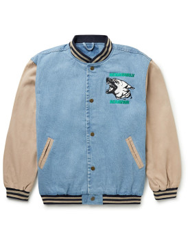 Friends With Animals Denim Varsity Jacket