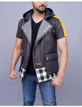 Game Inspired Kingdom Hearts III Riku Cosplay Costume Hooded Leather Jacket