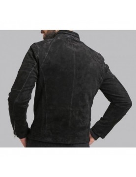 Genuine Leather Mens Black Suede Jacket