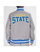 Golden State Warriors Crest Emblem Heather Grey Varsity Wool Jacket