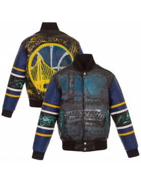 Golden State Warriors Painted Leather Jacket 