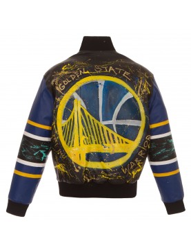 Golden State Warriors Painted Leather Jacket 