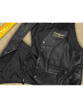 Goldwing Biker Black Leather Vest