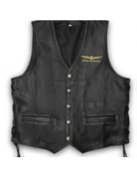 Goldwing Biker Black Leather Vest