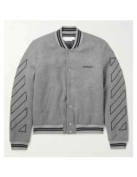 Grey Off White Varsity Wool Jacket