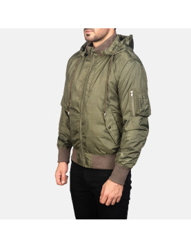 Hanklin Green Hooded Bomber Jacket