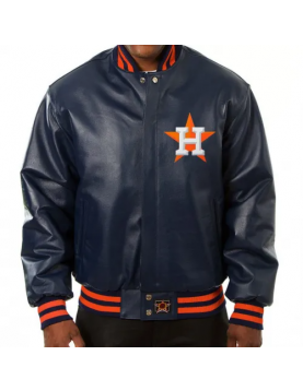 Houston Astros Blue Leather Jacket