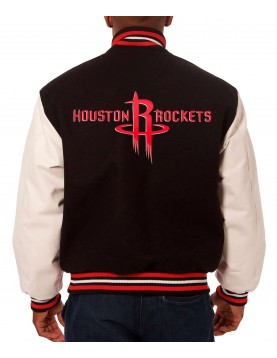 Houston Rockets Black and White Varsity Jacket