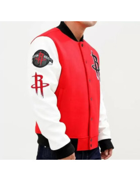 Houston Rockets White And Red Varsity Jacket