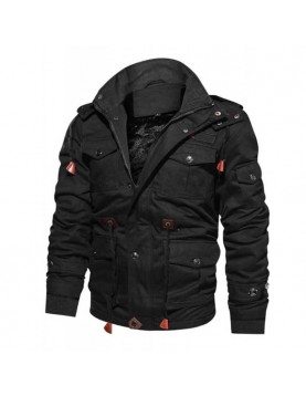 Hugo Men's Black Cotton Military Jacket